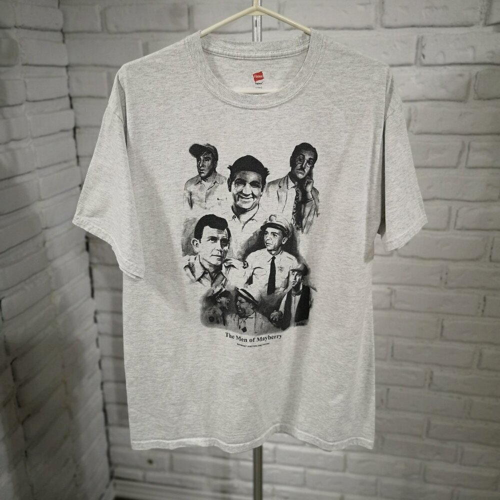 Hanes Men's Size Large Grey "The Men of Mayberry" Andy Griffith TV T-shirt
